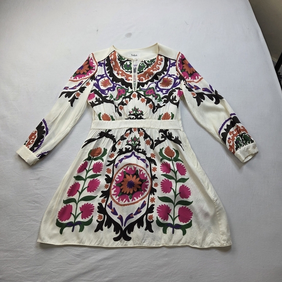 ba&sh Floral Boho Dress Size S Viscose Long Sleeve White Printed Mini - Picture 10 of 16